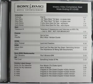 OASIS - CARLY SIMON - R. KELLY - KYO - PRISCILLA - "SONY BMG 2005 PROMO DVD" - Picture 1 of 2