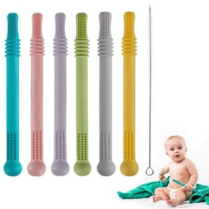 Hollow Teether Tube Chew Straw Sensory Toy for Infant Toddlers Silicone Tubes... - Picture 1 of 8