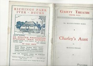 GAIETY THEATRE  STRAND LONDON W C 2 - CHARLEY'S AUNT PROGRAMME 1928 - BRANDON TH