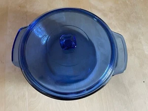 Vintage Anchor Hocking Cobalt Blue Round Covered Casserole Dish Ovenware 2 Qt  - Picture 1 of 5