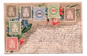 Litho Ak Bunte Briefmarken Schweiz Swiss - Bild 1 von 2