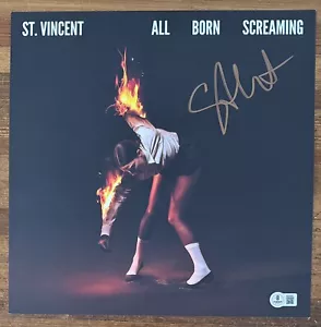 ST VINCENT ALL BORN SCREAMING WHITE VINYL LP & BAS BECKETT COA SIGNED ART CARD - Picture 1 of 6