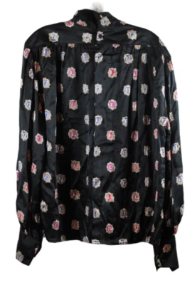 灰色玫瑰黑色女式礼服上衣衬衫领背面纽扣闭合 12 059 — 第 1/4 张图片