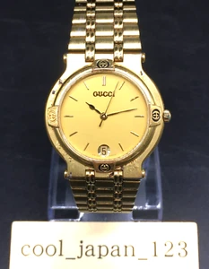 Authentic GUCCI 9200M Men's Unisex Quartz Watch Gold Dial 32mm Working Vintage - Picture 1 of 24