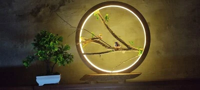 Creative Bedside Table Lamp LED Night Light Round Love Birds Home Decor Gift - Image 1 of 4