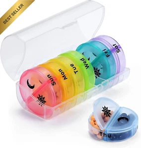 Weekly Pill Organizer 7-Day AM/PM Case, Travel Medicine Dispenser - Picture 1 of 12