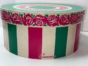 Large Vintage Cannon Striped & Floral Hat Storage Box - Picture 1 of 8