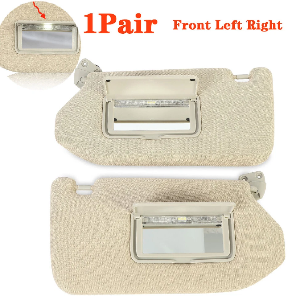 1Pair LH+RH Sun Visor For 2014-17 Infiniti QX60/2013-18 Nissan PathfinderW/Lamp Foto 1 de 4