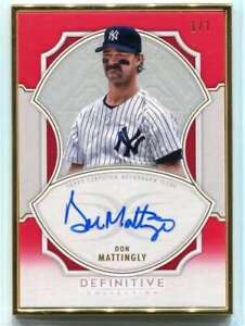 2020 Topps Definitive Collection Framed Autographs Red Don Mattingly Auto 1/1