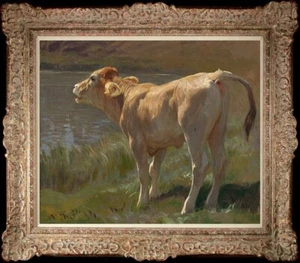 handmade Old Master-Art Antique Oil Painting Animal cow on canvas 20"x24" - Picture 1 of 2