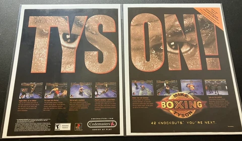 Mike Tyson Boxing - Vintage Gaming 2-Page Print Ad / Poster / Wall Art - CLEAN Cover