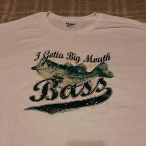 I GOTTA BIG MOUTH BASS FISH WHITE SHIRT SIZE 4X  (NOT PERFECT) (FRONT PRINT) - Picture 1 of 8