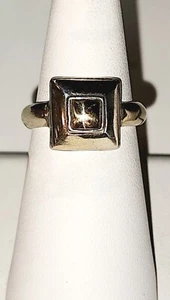 STERLING SILVER & 10k GOLD SQUARE RING - Sz 7.5 - 4.3 grams - Picture 1 of 10