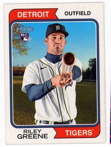 Tarjeta de béisbol de novato Topps Heritage Riley Greene 2023 - Imagen 1 de 1