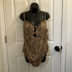 NWT Shade & Shore Leopard One-Piece Swimsuit XL Cheeky Low Coverage Bathing Suit - Picture 1 of 23