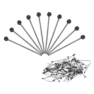 100Pcs Matte Black Ball Head Pins 18mm Wire Head Pins Brass 24 Gauge - Image 1 of 4