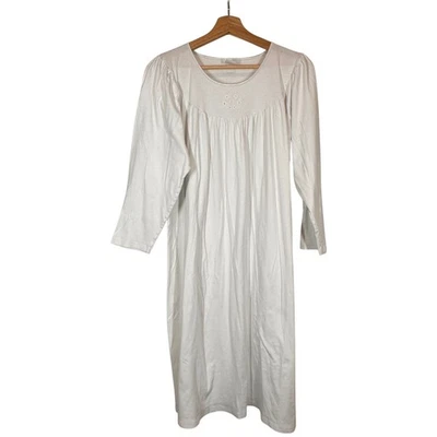 Vestido de Noche CALIDA Suiza Blanco Manga Larga 100% Algodón Talla L Foto 1 de 4