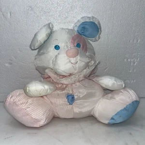 De colección Fisher Price Puffalump Cachorro Perro Nylon Peluche 1356 1988 Rosa Azul Oso Sonajero - Imagen 1 de 11
