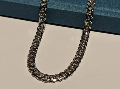 Cadena de eslabones cubanos de plata de ley 925 para hombre - 20” - 8 mm - 58 - pesada sólida Foto 1 de 4