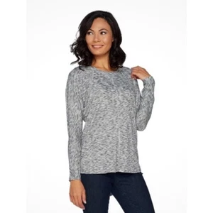 Lisa Rinna Collection Gray Heather Thermal Dolman Sleeve Round Neck Top Size L - Picture 1 of 7