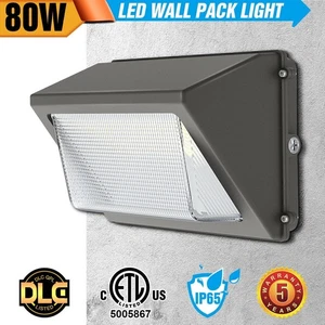 80W LED Wall Pack Light Dusk to Dawn Parking Lot Garage Warehouse Security Lamp - Picture 1 of 11