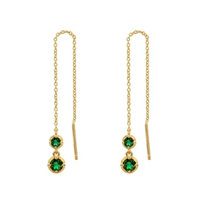 18K Yellow Gold Plated Silver Earring With 0.18 TCW Lab Grown Emerald Rare Gift - Picture 1 of 7