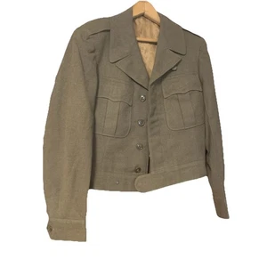 Vtg 40s Army Officers Jacket 36R WWII A5 Patch Waist Length Wool 1945 Union Made - Picture 1 of 16