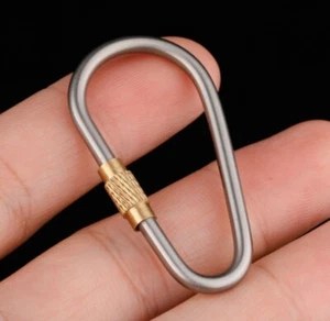 5 Stück kleine D-Form Titanlegierung + Messing Karabiner Clip Karabinerhaken EDC Werkzeug - Bild 1 von 6