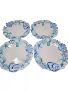 Sigrid Olsen Blue Sea Shell Dinner Plates Melamine - Set of 4 New - Picture 1 of 6