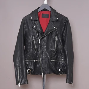 ALL SAINTS Leather Jacket MEDIUM Mens Black Biker Bomber Celebrity Grail MAZO - Picture 1 of 14