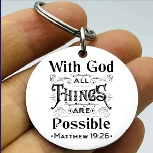 With God All Things Aew Possible Keychain God Lord Jesus Cross - Picture 1 of 1