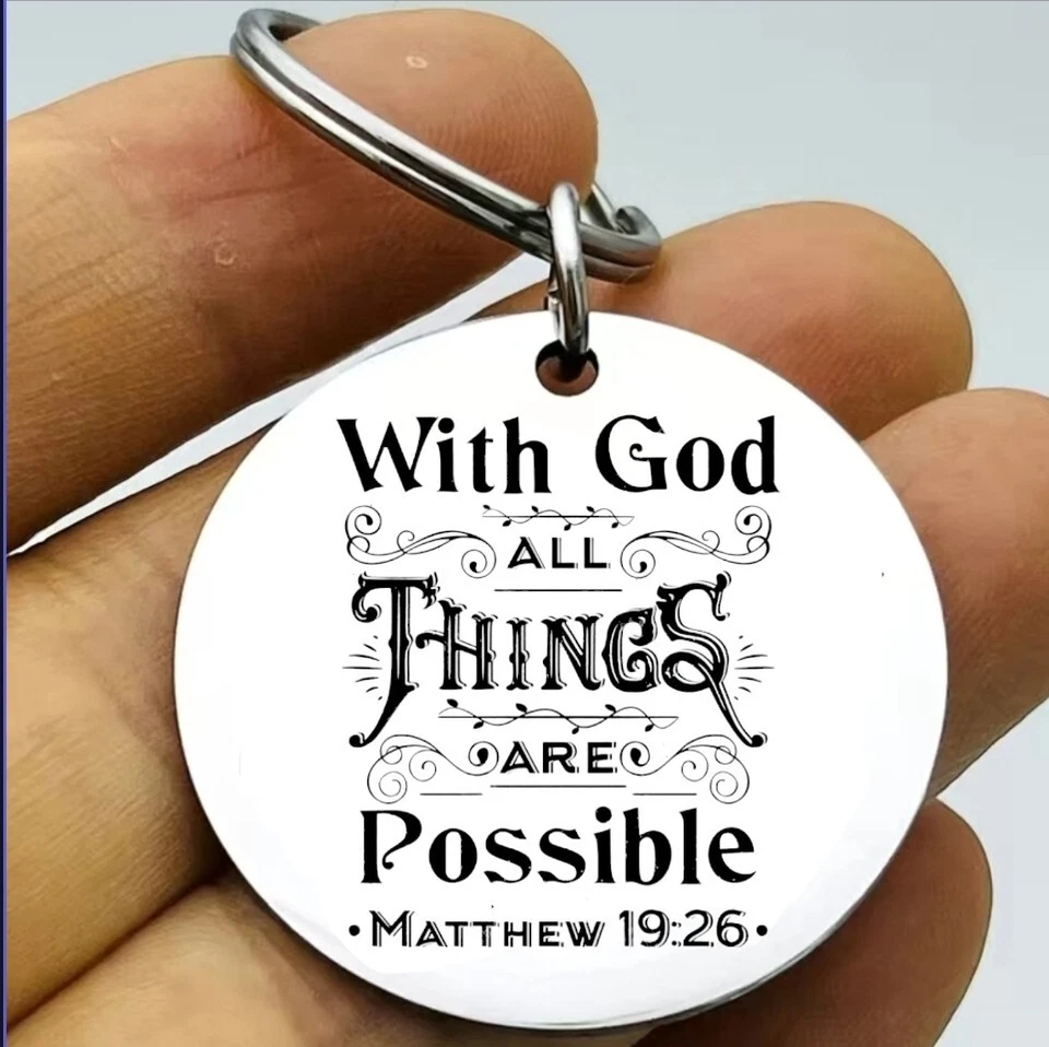 With God All Things Aew Possible 钥匙链 上帝主耶稣十字架 — 第 1/1 张图片