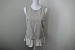 J. Crew Gray Sleeveless Tank With White Ruffle Peplum Top - Picture 1 of 6