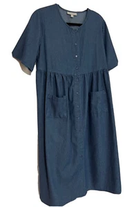 Vestido Woman Within Petite 14W 100% Algodón Denim Abotonado Cómodo Lindo NUEVO - Imagen 1 de 4