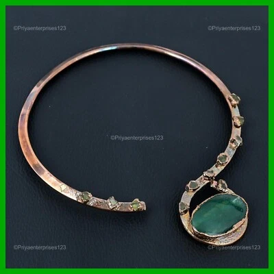 Natural Vasonite Green Tourmaline Rough Copper Electroformed New Choker Necklace - Image 1 of 4