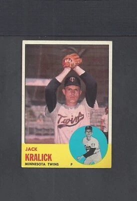 1963 TOPPS #448 JACK KRALICK-2--BV $25--HIGH NUMBER--TWINS--NO CREASES--EX - Image 1 of 2