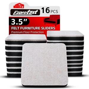 3.5" Felt Furniture Movers Sliders for Hardwood & Vinyl Floors 16 Pcs Square ... - Picture 1 of 6