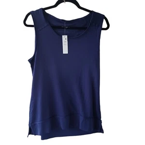 LAmade Modal Tank Top Size Small Exposed Seams Peony Galaxy Blue Flowy Relaxed - Picture 1 of 11