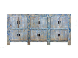 LINYI RECYCLED PINE ORIENTAL CHINESE BUFFET SIDEBOARD BOHO 12 DOORS - Picture 1 of 1