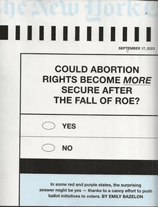 HE NEW YORK TIMES MAGAZINE SEPTEMBER 17, 2023 ABORTION MANESKIN ON THE COVER - Picture 1 of 1