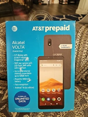 New AT&T Alcatel Prepaid Volta 16GB Suede Gray 5.5" Display Prepaid Smartphone - Image 1 of 3