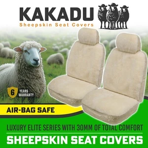 KAKADU Luxury Elite Sheepskin Seat Covers 6 Year Warranty 30mm AIR-BAG in IVORY - Picture 1 of 8