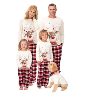 Elk Deer Christmas Family Matching Pyjamas Adult Kids Xmas Nightwear Pjs Set - Picture 1 of 14