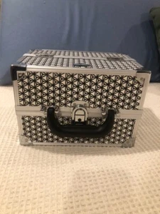 NwT Modella Make Up Hard Case Black White / Chrome with Handle Multi Layers Lock - Picture 1 of 5