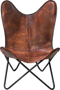 Buffalo Leather Butterfly Chair Folding Sleeper Seat Lounge Modern Accent Chair - Picture 1 of 7