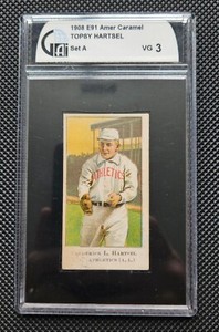 FREDERICK TOPSY HARTSEL - 1908 E91-A American Caramel - GAI 3 VG - Athletics