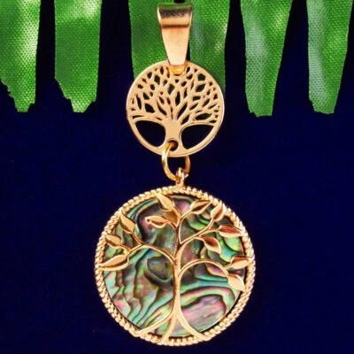 Круглый кулон из натурального тибетского золота с абалоном SH156 2 шт. - Изображение 1 из 3