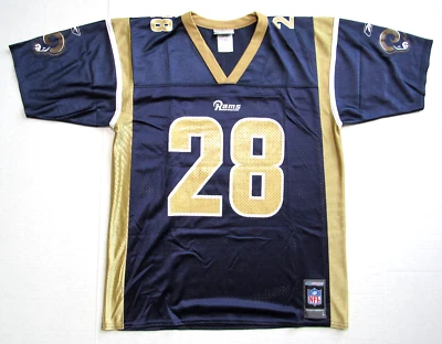 Camiseta de fútbol americano Marshall Faulk St Louis Rams #28 para niño talla L Reebok azul/dorado Foto 1 de 4