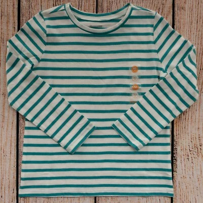 Girls Long Sleeve T-Shirt Gymboree NWT White Green Stripes Choose Size - Image 1 of 3