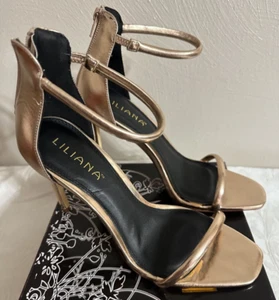 NIB Liliana Angelica 8.5 8 1/2 rose gold strappy high heel shoes sandals - Picture 1 of 6